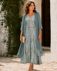 Juliet | Lace Duster Dress - Sage