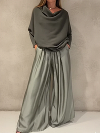 Georgina™ Elegant Off-Shoulder Set | Modern Sophistication with an Impeccable Drape - Green