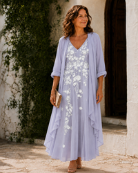 Juliet | Lace Duster Dress - Lavender Blue