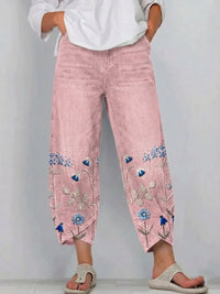 Hazel - Casual Embroidered Pants - Pink