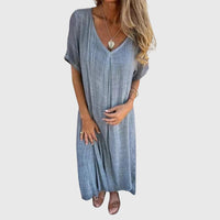 Fiona™ – Elegant Lightweight V-Neck Dress - Grey