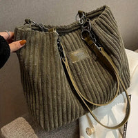 Onyx | Large Capacity Corduroy Tote Bag - Green