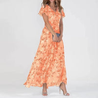 Zuri | Glamorous Tummy Covering Dress - Orange (Almost sold out)