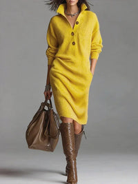 Judi | Elegant Sweater Dress - Yellow