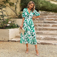 Orina™ | V-Neck Elegance Dress - Green