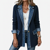 Margaret | Mixed Denim Jacket - Navy Blue