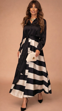 Mila™ | Striped Maxi Dress - Black