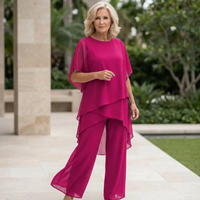Kimmy | Draped Top with Palazzo Pants - Purple