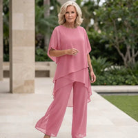 Kimmy | Draped Top with Palazzo Pants - Pink