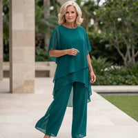 Kimmy | Draped Top with Palazzo Pants - Turquoise