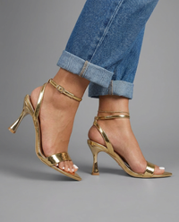 Valentina | Gold Metallic Single Strap Heels - Gold