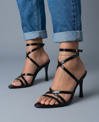 Noir | Black Strappy Crossover Heels - Black