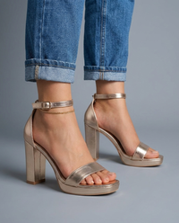Giselle | Gold Metallic Platform Block Heel Sandals - Gold