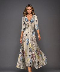 Aria™ | Chic Dress with Floral Print - Gray