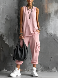 Valentina | Comfortable Everyday Set with Pockets - Pink