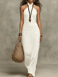 Emilia | Sophisticated Sand Dress - White