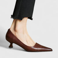 Sleek Orthopedic Real Leather Heels - Brown