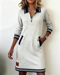 Lucy | Long Sleeve Cotton Dress - Grey