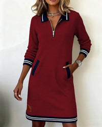 Lucy | Long Sleeve Cotton Dress - Red