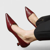 Sleek Orthopedic Real Leather Heels - Reddish Brown