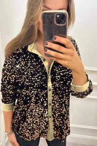 CIARA™ - Shimmer Sequin Shirt - Gold