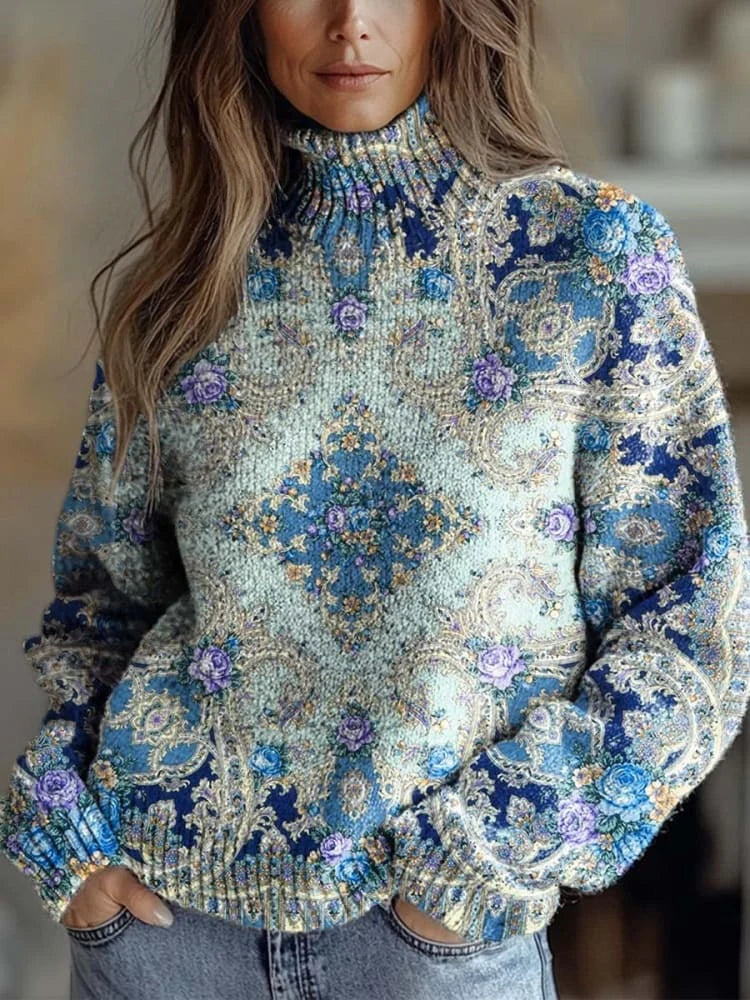 Annabelle | Floral Knit Turtleneck