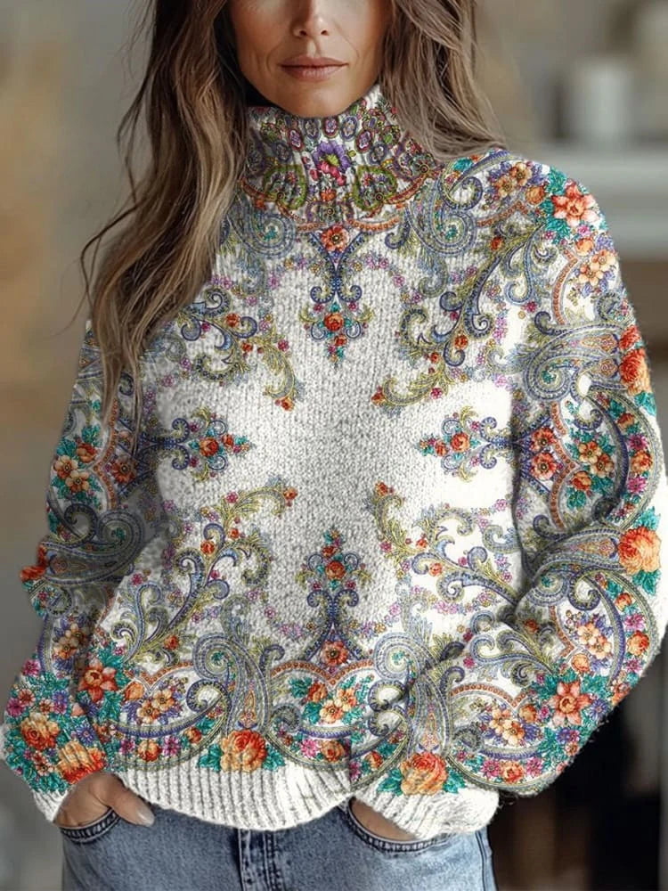 Annabelle | Floral Knit Turtleneck