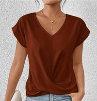 Carolyn | Tummy-Tucking V-Neck Top - Brown