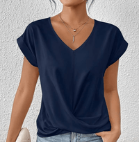 Carolyn | Tummy-Tucking V-Neck Top - Navy