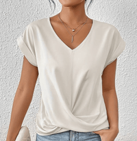 Carolyn | Tummy-Tucking V-Neck Top - White