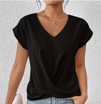Carolyn | Tummy-Tucking V-Neck Top - Black