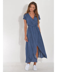 Talia™ | Stylish V-Neck Floral Dress - Blue