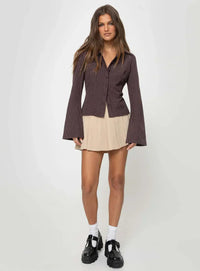 RACHEL™ - Stylish Button-Up Top - Brown