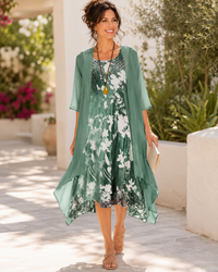 Olivia | Women Breezy Two Layer Dress - Green