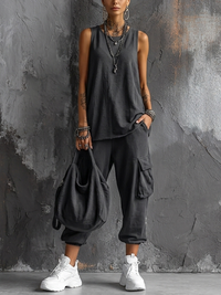 Valentina | Comfortable Everyday Set with Pockets - Gray