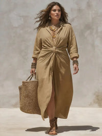 Elara Knot Maxi Dress - Khaki