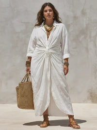 Elara Knot Maxi Dress - White