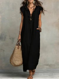 Camellia | Bohemian Maxi Dress - Black