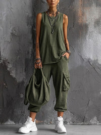 Valentina | Comfortable Everyday Set with Pockets - Green