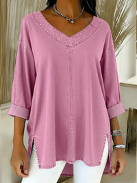 Jessica | Relaxed V-Neck Top - Pink