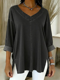 Jessica | Relaxed V-Neck Top - Black