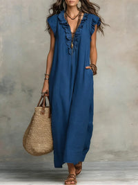 Camellia | Bohemian Maxi Dress - Blue