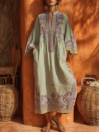 Zahara™ | Bohemian Floral Maxi Dress - Green
