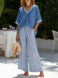 Phyllis | Striped Two-Piece Co-ord Set - Blue