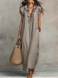 Camellia | Bohemian Maxi Dress - Gray
