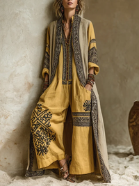 Bohemian-Inspired Ochre Two-Piece Set - Yellow