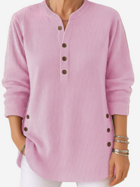 Harperly – Long Sleeve Solid Knit Sweater - Powder Pink