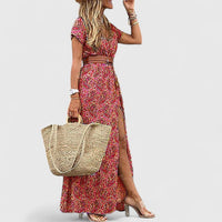 Alleta | Sophisticated Women Maxi Dress - Deep Red