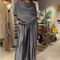 Georgina™ Elegant Off-Shoulder Set | Modern Sophistication with an Impeccable Drape - Grey