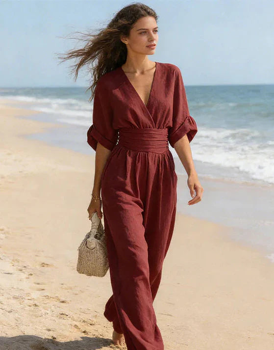 Daniela™ – Elegant V-Neck Wide Leg Jumpsuit